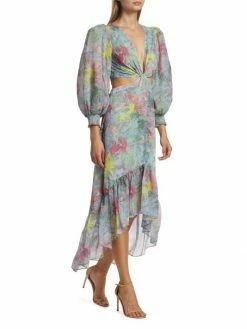 Alice + Olivia Katia Printed High-Low Midi-Dress -Alice + Olivia Sales unnamed file 1047