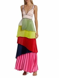 Alice + Olivia Maisie Layered Pleat Maxi Dress -Alice + Olivia Sales unnamed file 1060
