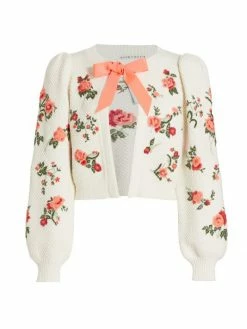 Alice + Olivia Kitty Floral-Embroidered Cardigan