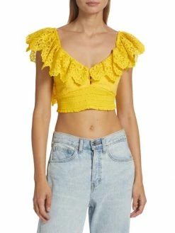 Alice + Olivia Bleeker Ruffled Lace Crop Top -Alice + Olivia Sales unnamed file 1115