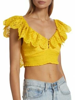 Alice + Olivia Bleeker Ruffled Lace Crop Top -Alice + Olivia Sales unnamed file 1118
