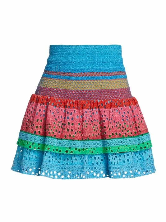 Alice + Olivia Bethie Smocked Cotton Tiered Mini Skirt 3 Alice + Olivia Bethie Smocked Cotton Tiered Mini Skirt