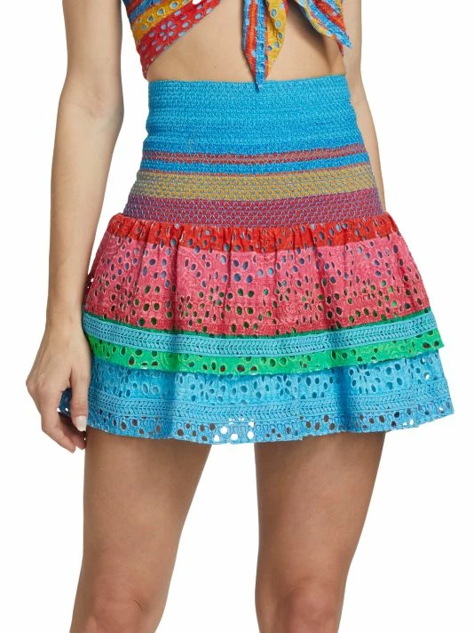 Alice + Olivia Bethie Smocked Cotton Tiered Mini Skirt 5 Alice + Olivia Bethie Smocked Cotton Tiered Mini Skirt - Image 3