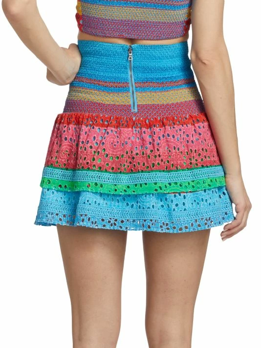 Alice + Olivia Bethie Smocked Cotton Tiered Mini Skirt 7 Alice + Olivia Bethie Smocked Cotton Tiered Mini Skirt - Image 5