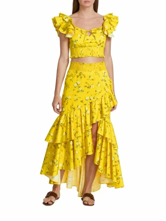 Alice + Olivia Cristina Ruffled Cotton-Blend Wrap-Effect Skirt 4 Alice + Olivia Cristina Ruffled Cotton-Blend Wrap-Effect Skirt - Image 2