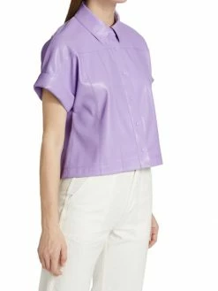 Alice + Olivia Edyth Vegan Leather Shirt -Alice + Olivia Sales unnamed file 1165