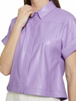 Alice + Olivia Edyth Vegan Leather Shirt -Alice + Olivia Sales unnamed file 1167