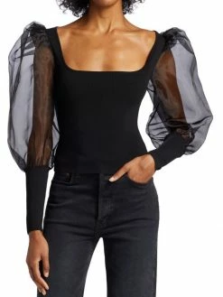 Alice + Olivia Abella Puff-Sleeve Top -Alice + Olivia Sales unnamed file 122