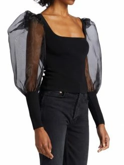 Alice + Olivia Abella Puff-Sleeve Top -Alice + Olivia Sales unnamed file 123