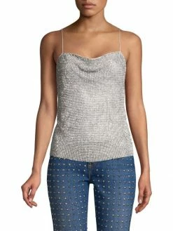Alice + Olivia Harmon Crystal Drapey Slip Tank Top