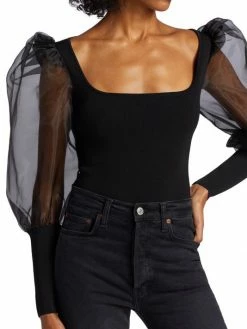 Alice + Olivia Abella Puff-Sleeve Top -Alice + Olivia Sales unnamed file 125