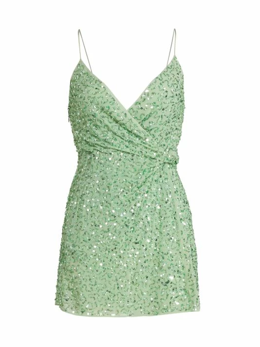 Alice + Olivia Celestine Embellished Wrap Minidress 3 Alice + Olivia Celestine Embellished Wrap Minidress