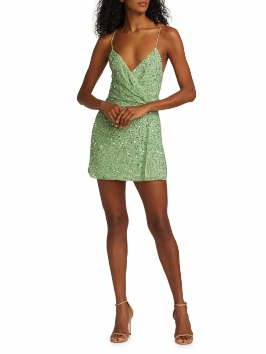 Alice + Olivia Celestine Embellished Wrap Minidress 4 Alice + Olivia Celestine Embellished Wrap Minidress - Image 2