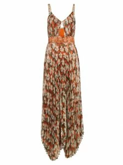 Alice + Olivia Gloria Floral Print Silk-Blend Chain Maxi Dress
