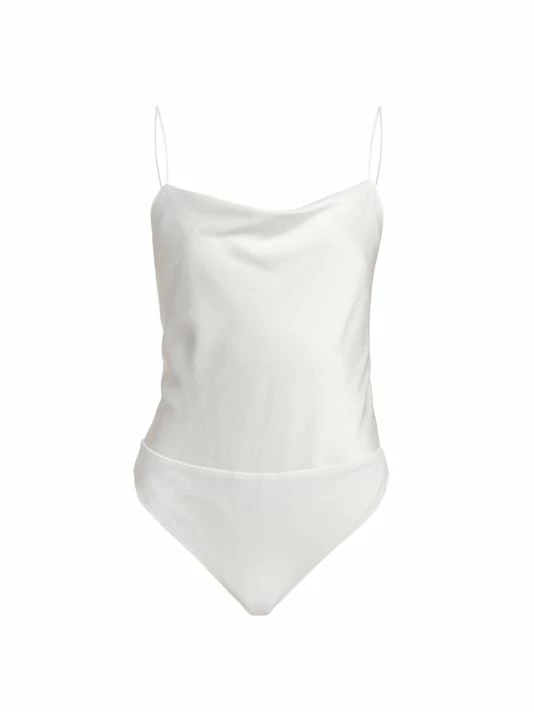 Alice + Olivia Harmon Satin Bodysuit Off White 6 Alice + Olivia Harmon Satin Bodysuit Off White - Image 4