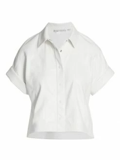 Alice + Olivia Edyth Vegan Leather Short-Sleeve Shirt