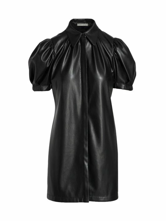 Alice + Olivia Jem Faux Leather Mini Dress Black 5 Alice + Olivia Jem Faux Leather Mini Dress Black - Image 3