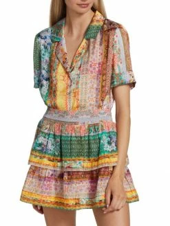 Alice + Olivia Kahlo Printed Button-Front Top -Alice + Olivia Sales unnamed file 1415