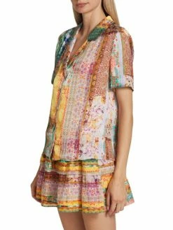 Alice + Olivia Kahlo Printed Button-Front Top -Alice + Olivia Sales unnamed file 1416