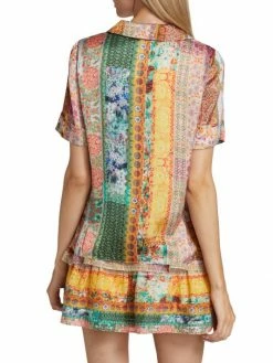 Alice + Olivia Kahlo Printed Button-Front Top -Alice + Olivia Sales unnamed file 1417