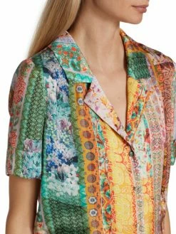 Alice + Olivia Kahlo Printed Button-Front Top -Alice + Olivia Sales unnamed file 1418