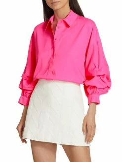 Alice + Olivia Edyth Gathered-Sleeve Shirt -Alice + Olivia Sales unnamed file 1475