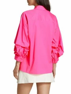 Alice + Olivia Edyth Gathered-Sleeve Shirt -Alice + Olivia Sales unnamed file 1477