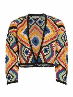 Alice + Olivia Anderson Cropped Crochet Cardigan