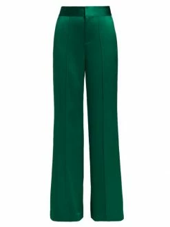 Alice + Olivia Dylan High-Waist Pintuck Trousers Black