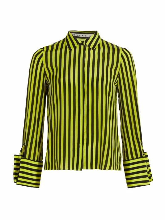 Alice + Olivia Willa Striped Silk Blouse 3 Alice + Olivia Willa Striped Silk Blouse