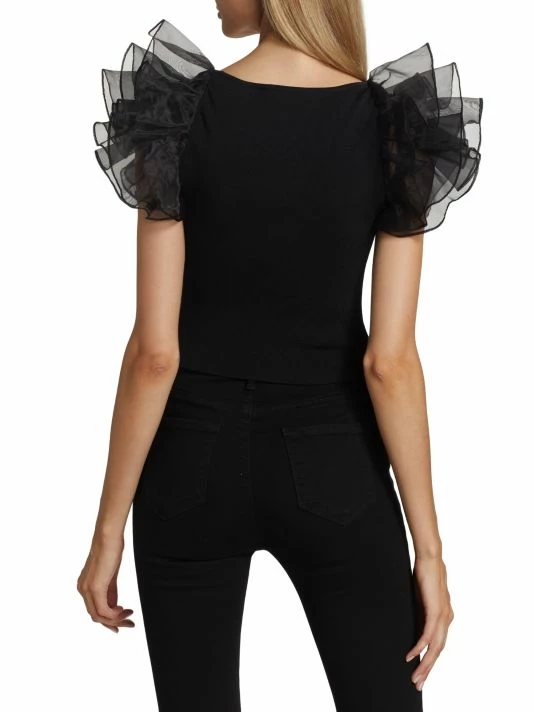 Alice + Olivia Merida Ruffle-Sleeve Crop Top 7 Alice + Olivia Merida Ruffle-Sleeve Crop Top - Image 5