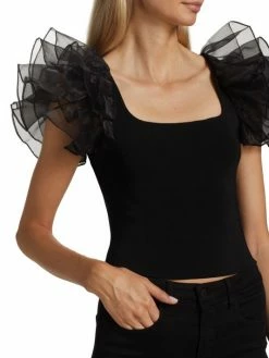 Alice + Olivia Merida Ruffle-Sleeve Crop Top 14 Alice + Olivia Merida Ruffle-Sleeve Crop Top -Alice + Olivia Sales unnamed file 1532