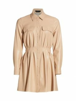 Alice + Olivia Malina Vegan Leather Shirtdress Almond 8 Alice + Olivia Malina Vegan Leather Shirtdress Almond -Alice + Olivia Sales unnamed file 1536