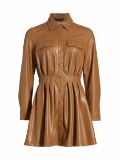 Alice + Olivia Malina Vegan Leather Shirtdress Almond 9 Alice + Olivia Malina Vegan Leather Shirtdress Almond -Alice + Olivia Sales unnamed file 1537