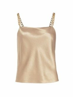 Alice + Olivia Harmon Chain-Strap Satin Tank
