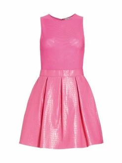 Alice + Olivia Chara Croc-Embossed Party Dress