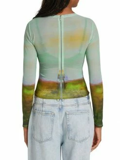 Alice + Olivia X Kidsuper Delaina Printed Mesh Crop Top -Alice + Olivia Sales unnamed file 1573