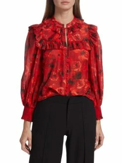 Alice + Olivia Bette Floral Silk & Cotton Blouse -Alice + Olivia Sales unnamed file 1602