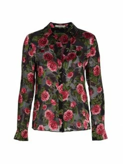 Alice + Olivia Eloise Silk-Blend Floral Blouse