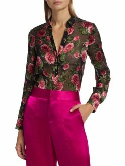 Alice + Olivia Eloise Silk-Blend Floral Blouse -Alice + Olivia Sales unnamed file 1609