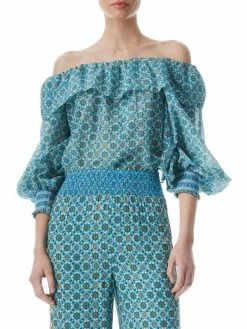Alice + Olivia Alta Ruffled Silk-Blend Blouse -Alice + Olivia Sales unnamed file 1616