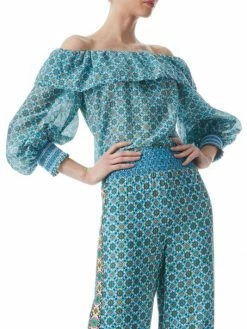 Alice + Olivia Alta Ruffled Silk-Blend Blouse -Alice + Olivia Sales unnamed file 1617