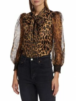 Alice + Olivia Brentley Leopard-Print Tie-Neck Blouse -Alice + Olivia Sales unnamed file 1630