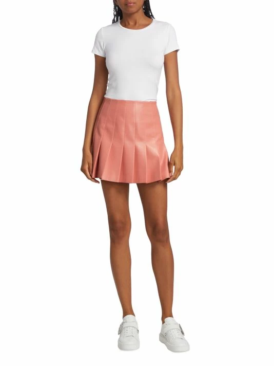 Alice + Olivia Carter Vegan Leather Pleated Miniskirt 4 Alice + Olivia Carter Vegan Leather Pleated Miniskirt - Image 2