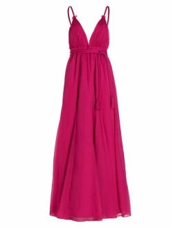 Alice + Olivia Carisa Belted V-Neck Ball Gown Rose