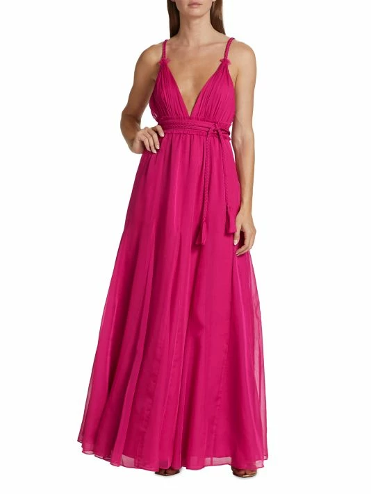 Alice + Olivia Carisa Belted V-Neck Ball Gown Rose 4 Alice + Olivia Carisa Belted V-Neck Ball Gown Rose - Image 2