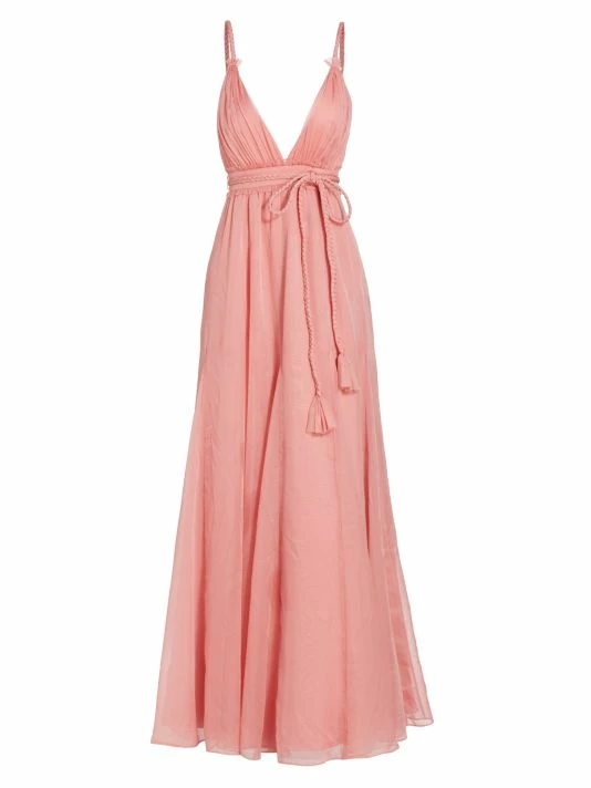 Alice + Olivia Carisa Belted V-Neck Ball Gown Rose 6 Alice + Olivia Carisa Belted V-Neck Ball Gown Rose - Image 4