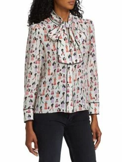 Alice + Olivia Jeannie Tieneck Silk Blouse -Alice + Olivia Sales unnamed file 1691