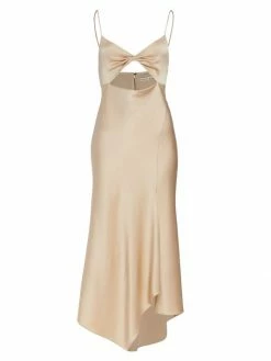 Alice + Olivia Harmony Twist Asymmetric Midi-Dress Black