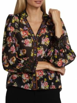 Alice + Olivia Cosima Smocked Blouse -Alice + Olivia Sales unnamed file 1732